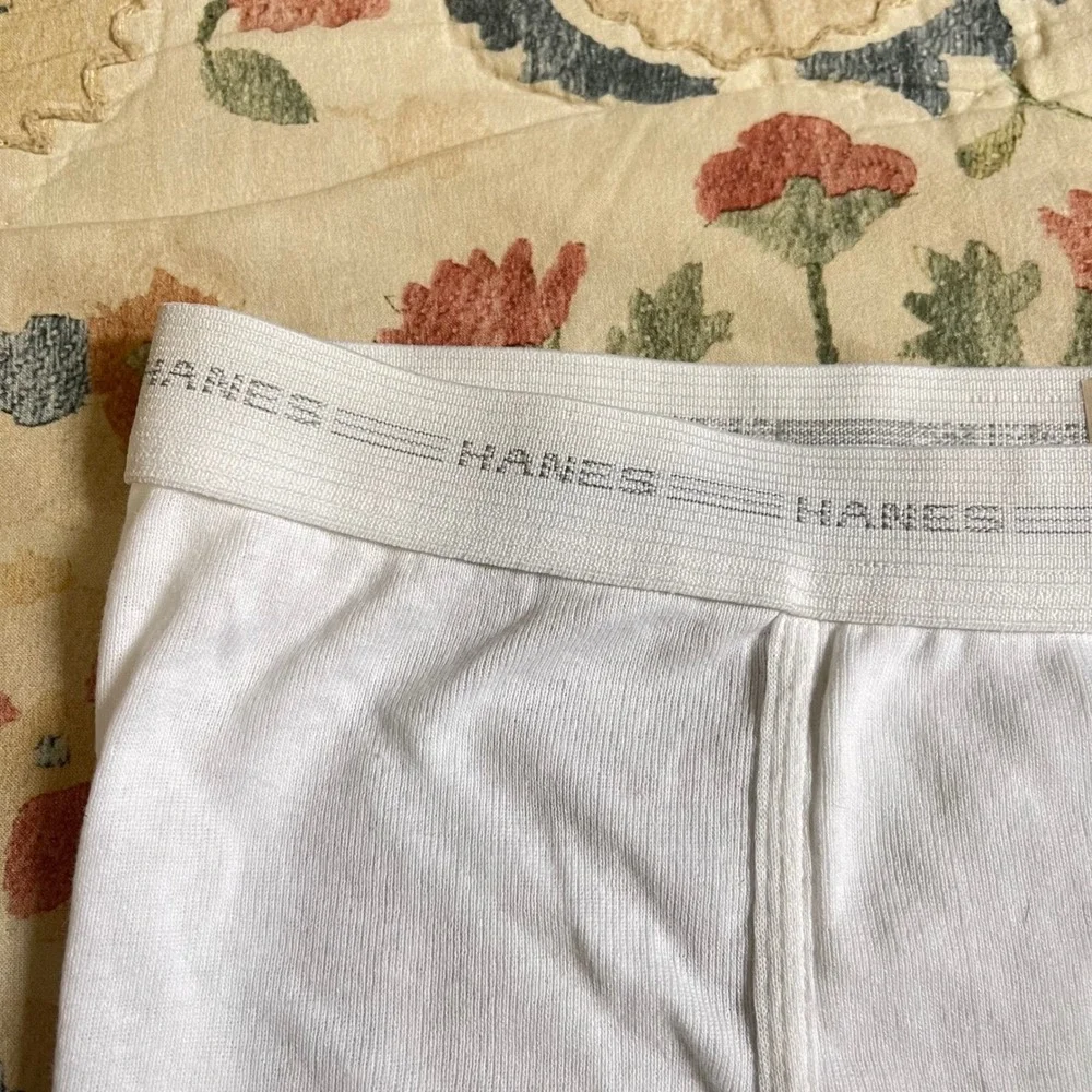 5 VTG Hanes 38 100% Cotton White Briefs 3 Grey Gray Stripe Waistband 80s 90s